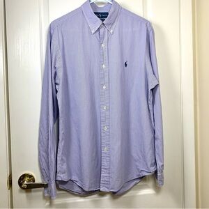 Ralph Lauren Mens Size 16 34/35 Blue/White/purple Long Sleeves Button Up Shirt